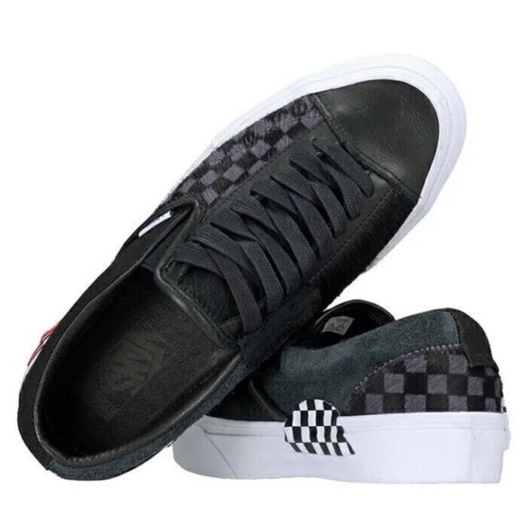VANS Vault SLIP-ON CAP LX PONY Hair Black Checkerboard White Cut And Paste Sz 8 - Picture 3 of 14